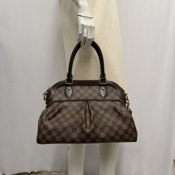 Louis Vuitton Damier Ebene Trevi Bag Purse Brown WORN ONCE Sleeper Bag - Picture 3 of 16